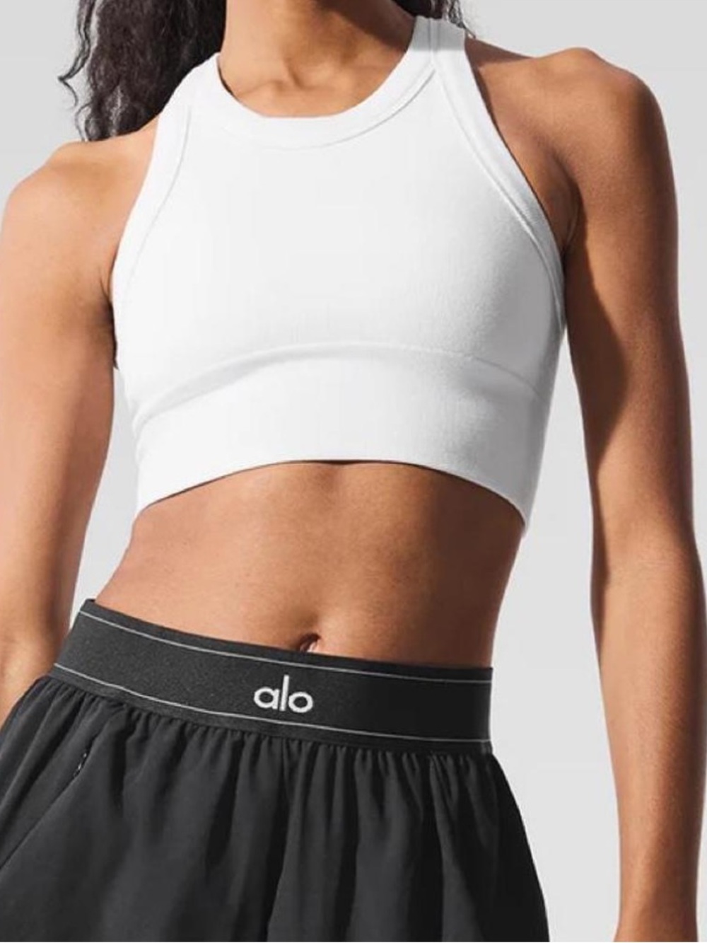 ALO Yoga White High Neck Cropped Sports Bra